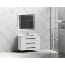 Madeli B820-42-002-WH-PC - Madeli Epic 42'' Wall hung Vanity Cabinet White Finish/HW: Polished Chrome(PC)