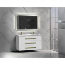 Madeli B820-48D-002-WH-SB - Madeli Epic 48D'' Wall hung Vanity Cabinet White Finish/HW: Satin Brass(SB)