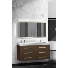 Madeli B820-60D-002-WA-SB - Madeli Epic 60D'' Wall hung Vanity Cabinet Walnut Finish/HW: Satin Brass(SB)