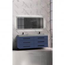 Madeli B820-72D-002-SA-MB - Madeli Epic 72'' Wall hung Vanity Cabinet Sapphire Finish/HW: Matte Black(MB)