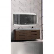 Madeli B820-72D-002-WA-MB - Madeli Epic 72'' Wall hung Vanity Cabinet Walnut Finish/HW: Matte Black(MB)