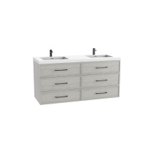 Madeli B825-60D-002-CG-HY-PC - Legend 60D'' Wall hung Vanity Cabinet Coastal Grey Finish/HW: Polished Chrome(PC)