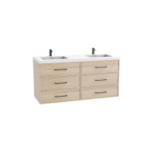 Madeli B825-60D-002-NO-HY-PC - Legend 60D'' Wall hung Vanity Cabinet Natural Oak Finish/HW: Polished Chrome(PC)