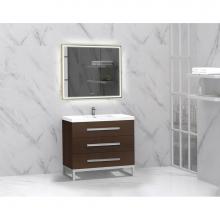 Madeli B830-36-001-LC-WA-PC - Madeli Icon 36'' Free standing Vanity Cabinet in Walnut/HW: Polished Chrome(PC)