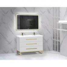 Madeli B830-48D-001-LC-WH-PC - Madeli Icon 48D'' Free standing Vanity Cabinet in White/HW: Polished Chrome(PC)