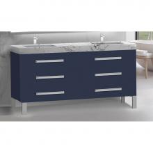 Madeli B830-72D-001-LL-SA-NP-PC - Icon 72D'' Free standing Vanity Cabinet in Sapphire/HW: Polished Chrome(PC)