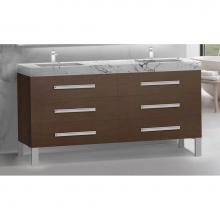 Madeli B830-72D-001-LL-WA-PC - Madeli Icon 72'' Free standing Vanity Cabinet in Walnut/HW: Polished Chrome(PC)