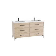 Madeli B835-60D-001-LY-NO-HY-PC - Marquis 60D'' Free standing Vanity Cabinet in Natural Oak/HW: Polished Chrome(PC)