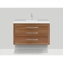 Madeli B850-48C-002-NW-PC - Madeli Villa 48C'' Wall hung Vanity Cabinet in Natural Walnut/HW: Polished Chrome(PC)