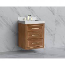 Madeli B855-24-002-NW-HY-SB - Madeli Renaissance 24'' Wall hung Vanity Cabinet in Natural Walnut/HW: Handles Satin Bra