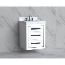 Madeli B855-24-002-WH-HP-PC - Renaissance 24'' Wall hung Vanity Cabinet in White/HW: Handles Polished Chrome(PC)
