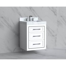 Madeli B855-24-002-WH-HR-BN - Renaissance 24'' Wall hung Vanity Cabinet in White/HW: Handles Brushed Nickel(BN)