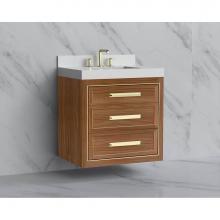 Madeli B855-30-002-NW-HP-SB - Madeli Renaissance 30'' Wall hung Vanity Cabinet in Natural Walnut/HW: Handles Satin Bra