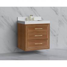 Madeli B855-30-002-NW-HR-PC - Renaissance 30'' Wall hung Vanity Cabinet in Natural Walnut/HW:Handles Polished Chrome(P