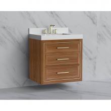 Madeli B855-30-002-NW-HY-SB - Madeli Renaissance 30'' Wall hung Vanity Cabinet in Natural Walnut/HW: Handles Satin Bra