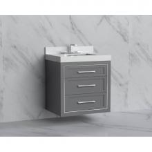 Madeli B855-30-002-TG-HR-PC - Madeli Renaissance 30'' Wall hung Vanity Cabinet in Studio Grey/HW: Handles Polished Chr