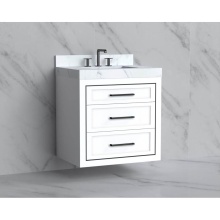 Madeli B855-30-002-WH-HY-PC - Renaissance 30'' Wall hung Vanity Cabinet in White/HW: Handles Polished Chrome(PC)