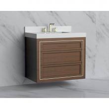 Madeli B855-36-002-BR-NP-PN - Madeli Renaissance 36'' Wall hung Vanity Cabinet in Brandy - No Handles - Inlay in Polis