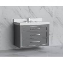 Madeli B855-36-002-TG-HR-MB - Madeli Renaissance 36'' Wall hung Vanity Cabinet in Studio Grey/HW: Handles Matte Black(