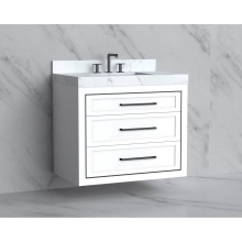 Madeli B855-36-002-WH-HY-PC - Renaissance 36'' Wall hung Vanity Cabinet in White/HW: Handles Polished Chrome(PC)