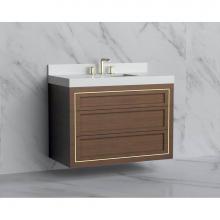 Madeli B855-42-002-BR-NP-PN - Madeli Renaissance 42'' Wall hung Vanity Cabinet in Brandy - No Handles - Inlay in Polis