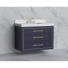 Madeli B855-42-002-SA-HR-PC - Madeli Renaissance 42'' Wall hung Vanity Cabinet in Sapphire/HW: Handles Polished Chrome