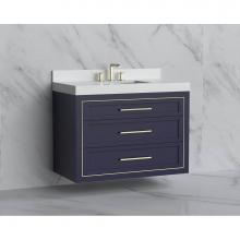 Madeli B855-42-002-SA-HY-PC - Madeli Renaissance 42'' Wall hung Vanity Cabinet in Sapphire/HW: Handles Polished Chrome