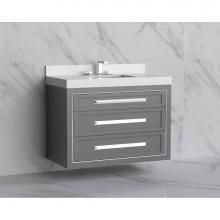 Madeli B855-42-002-TG-HP-PC - Madeli Renaissance 42'' Wall hung Vanity Cabinet in Studio Grey/HW: Handles Polished Chr