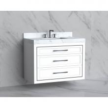Madeli B855-42-002-WH-HR-PC - Madeli Renaissance 42'' Wall hung Vanity Cabinet in White/HW: Handles Polished Chrome(PC