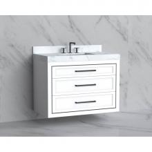 Madeli B855-42-002-WH-HY-PC - Madeli Renaissance 42'' Wall hung Vanity Cabinet in White/HW: Handles Polished Chrome(PC