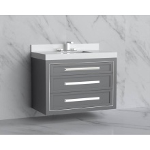 Madeli B855-42-002-TG-HP-PC - Renaissance 42'' Wall hung Vanity Cabinet in Studio Grey/HW: Handles Polished Chrome(PC)