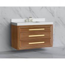 Madeli B855-48C-002-NW-HP-PC - Madeli Renaissance 48C'' Wall hung Vanity Cabinet in Natural Walnut/HW: Handles Polished