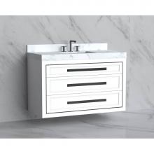 Madeli B855-48C-002-WH-HP-PC - Madeli Renaissance 48C'' Wall hung Vanity Cabinet in White/HW: Handles Polished Chrome(P