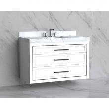 Madeli B855-48C-002-WH-HY-SB - Madeli Renaissance 48C'' Wall hung Vanity Cabinet in White/HW: Handles Satin Brass(SB)