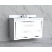 Madeli B855-48C-002-WH-NP-PC - Madeli Renaissance 48C'' Wall hung Vanity Cabinet in White - No Handles - Inlay in Polis