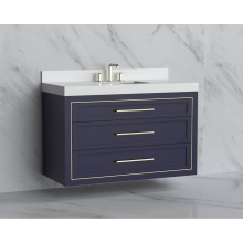Madeli B855-48C-002-SA-HY-SB - Renaissance 48C'' Wall hung Vanity Cabinet in Sapphire/HW: Handles Satin Brass(SB)