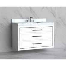 Madeli B855-48C-002-WH-HY-PC - Renaissance 48C'' Wall hung Vanity Cabinet in White/HW: Handles Polished Chrome(PC)