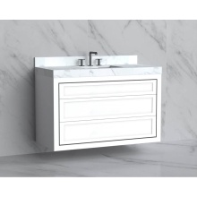 Madeli B855-48C-002-WH-NP-PC - Renaissance 48C'' Wall hung Vanity Cabinet in White - No Handles - Inlay in Polished Chr