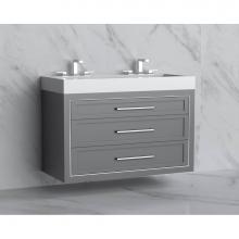 Madeli B855-48D-002-TG-HY-PC - Madeli Renaissance 48D'' Wall hung Vanity Cabinet in Studio Grey/HW: Handles Polished Ch