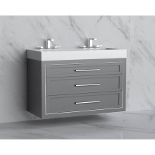 Madeli B855-48D-002-TG-HY-PC - Renaissance 48D'' Wall hung Vanity Cabinet in Studio Grey/HW: Handles Polished Chrome(PC