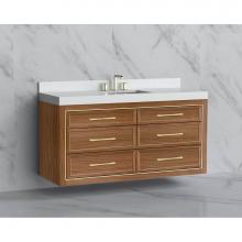 Madeli B855-60C-002-NW-HR-MB - Madeli Renaissance 60C'' Wall hung Vanity Cabinet in Natural Walnut/HW: Handles Matte Bl
