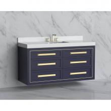 Madeli B855-60C-002-SA-HP-PN - Madeli Renaissance 60C'' Wall hung Vanity Cabinet in Sapphire/HW: Handles Polished Nicke