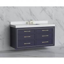 Madeli B855-60C-002-SA-HR-MB - Madeli Renaissance 60C'' Wall hung Vanity Cabinet in Sapphire/HW: Handles Matte Black(MB