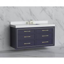 Madeli B855-60C-002-SA-HR-PC - Madeli Renaissance 60C'' Wall hung Vanity Cabinet in Sapphire/HW: Handles Polished Chrom