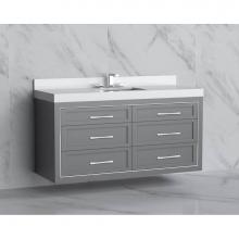 Madeli B855-60C-002-TG-HR-MB - Madeli Renaissance 60C'' Wall hung Vanity Cabinet in Studio Grey/HW: Handles Matte Black