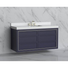 Madeli B855-60C-002-SA-NP-PN - Renaissance 60C'' Wall hung Vanity Cabinet in Sapphire - No Handles - Inlay in Polished