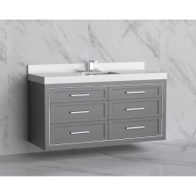 Madeli B855-60C-002-TG-HY-PC - Renaissance 60C'' Wall hung Vanity Cabinet in Studio Grey/HW: Handles Polished Chrome(PC