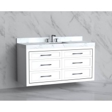 Madeli B855-60C-002-WH-HR-PC - Renaissance 60C'' Wall hung Vanity Cabinet in White/HW: Handles Polished Chrome(PC)