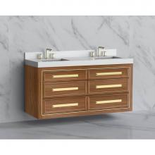 Madeli B855-60D-002-NW-HP-BN - Madeli Renaissance 60D'' Wall hung Vanity Cabinet in Natural Walnut/HW: Handles Brushed