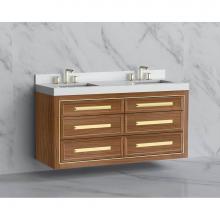 Madeli B855-60D-002-NW-HP-PC - Madeli Renaissance 60D'' Wall hung Vanity Cabinet in Natural Walnut/HW: Handles Polished